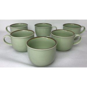 New 6 Oneida Light Green Studio Pottery Celadon Small Coffee Tea Cup 3.6 Oz